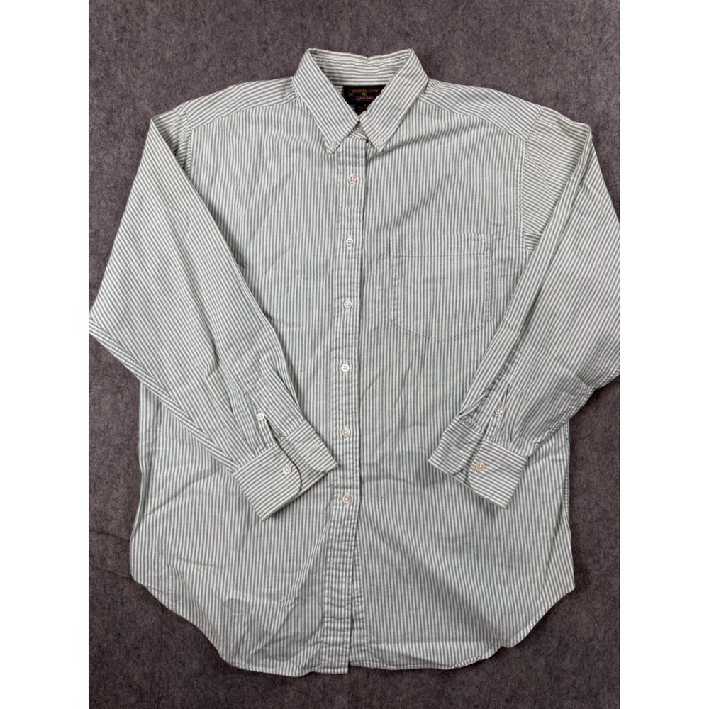 Charter Club Jane Justin Womens 8 Striped Button Down Shirt Green White Cotton